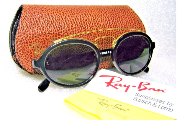 Vintage Ray-Ban USA *B&L *NOS "Gatsby" Style 6 Ebony-Gold W0940 *NEW Sunglasses - Vintage Sunglasses 