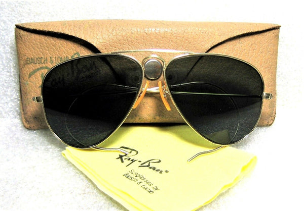 Vintage Ray-Ban USA Rare 1940s B&L Pilot 52 G-15 Aviator 12kGF Sunglasses & Case - Vintage Sunglasses 