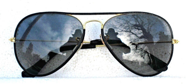 Ray-Ban USA *NOS Vintage B&L Aviator "Leathers" Blue *Changeables New Sunglasses - Vintage Sunglasses 