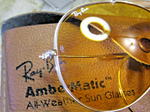 Ray-Ban USA Vintage NOS 80s B&L Aviator Ambermatic Bullet Shooter New Sunglasses