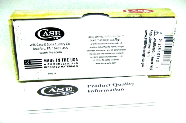 John Wayne Knife Case XX USA folding 10712 Natural Bone Smooth Trapper & sheath
