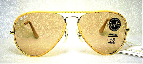 Ray-Ban USA NOS Vintage B&L Aviator Ostrich Leathers L1513 Changeable Sunglasses - Vintage Sunglasses 