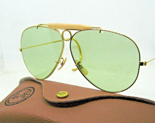 Ray-Ban USA Vintage 70s B&L NOS Aviator Green Changeable Shooter New Sunglasses
