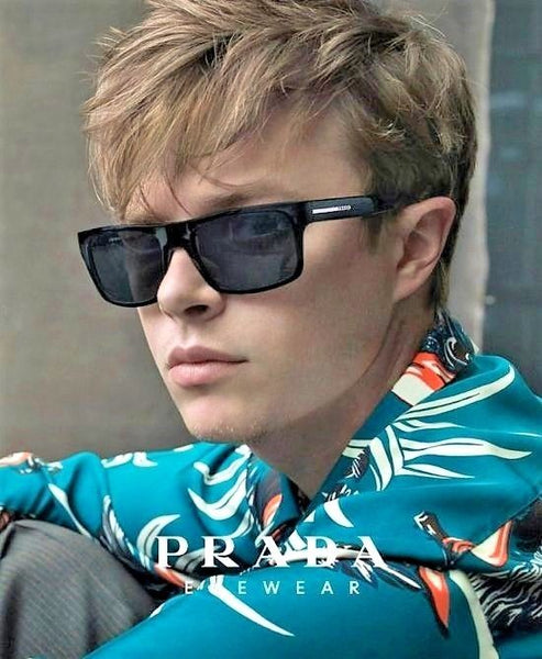 Prada *Mint Top Gradient SPR O3R 55[]18 Polished Ebony Sunglasses & Ray-Ban Case - Vintage Sunglasses 