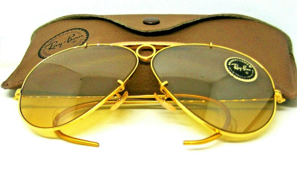 Ray-Ban USA Vintage NOS B&L Aviator Shooter FullMirror Ambermatic New Sunglasses