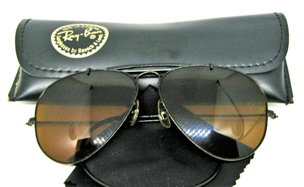 Ray-Ban USA Vintage B&L Aviator Outdoorsman I B-15 Sharp Black Chrome Sunglasses