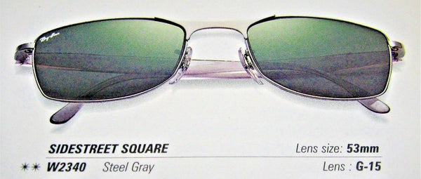 Ray-Ban USA NOS Vintage B&L Side St. Sqare W2340 Silver Gray G-15 New Sunglasses - Vintage Sunglasses 