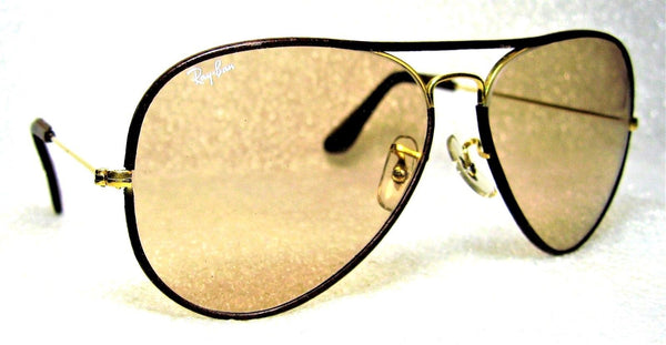Vintage Ray-Ban USA B&L Aviator Leathers Brown Changeables Mint Sunglasses - Vintage Sunglasses 