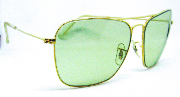 Ray-Ban USA Vintage 70s B&L NOS Aviator Green Changeable Caravan New Sunglasses