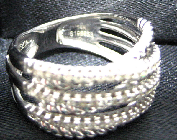 Ring 0.6ctw Diamond 14k White Gold Layered Criss Crossing Wide Band Gabriel & Co