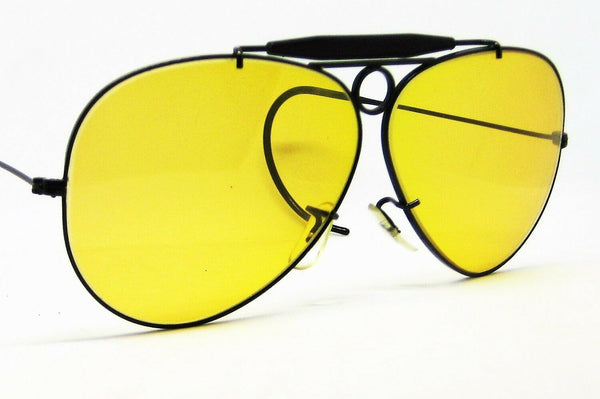Ray-Ban USA Vintage 1970s B&L Aviator Ambermatic Shooter Black Chrome Sunglasses - Vintage Sunglasses 
