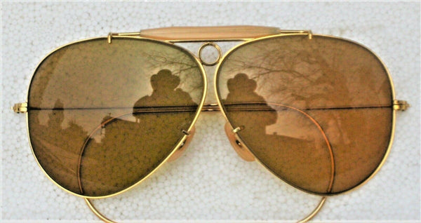 Ray-Ban USA Vintage B&L Aviator Ambermatic Bullet Hole Shooter NrMint Sunglasses - Vintage Sunglasses 