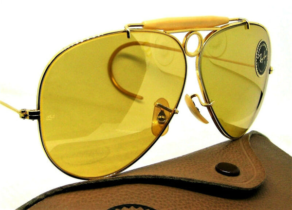 Ray-Ban USA Vintage NOS B&L Aviator Shooter FullMirror Ambermatic New Sunglasses