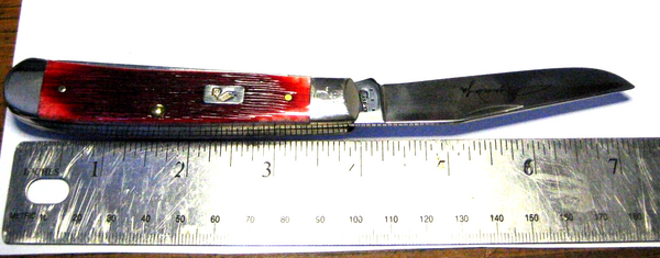 John Wayne Knife Case USA folding 07444 Barnboard Jigged Dark Red Bone Trapper