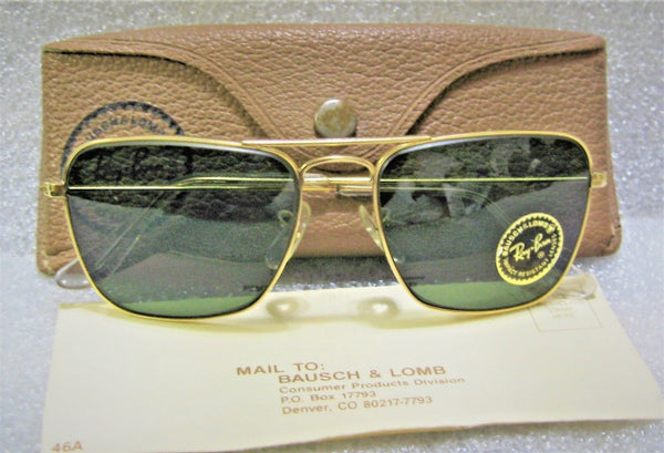 Ray-Ban USA NOS Vintage 1960s B&L Aviator Caravan Pilot 52 New Sunglasses & Case - Vintage Sunglasses 