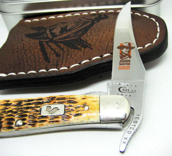 John Wayne Knife Case USA Russlock 07518 Barb Wire Bolster 2011 Duke! & sheath