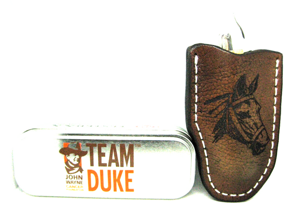 John Wayne Knife Case USA Russlock 07518 Barb Wire Bolster 2011 Duke! & sheath