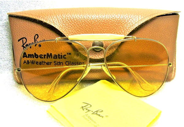 Ray-Ban USA Vintage 1970s B&L Aviator *Ambermatic Outdoorsman *NrMint Sunglasses - Vintage Sunglasses 