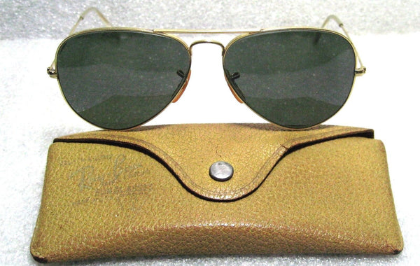 Vintage Ray-Ban USA Rare 1950s B&L Pilot 58 G-15 Aviator 12kGF Sunglasses & Case - Vintage Sunglasses 