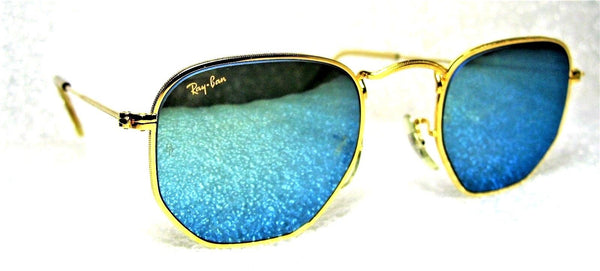 Ray-Ban USA NOS Vintage B&L Classic Metals W1864 Hex Blue Mirror New Sunglasses - Vintage Sunglasses 