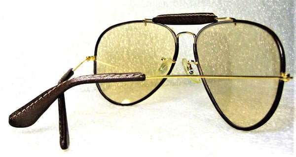 Ray-Ban USA Vintage B&L  Aviator Leathers 62mm Brown Changeables Mint Sunglasses - Vintage Sunglasses 