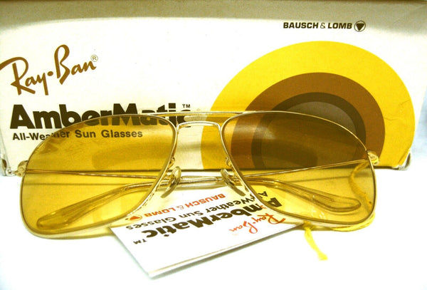 Ray-Ban USA N OS Vintage 70s B&L  Aviator Caravan Ambermatic NewInBox Sunglasses