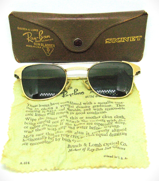 Ray-Ban USA Vintage 1940s B&L Signet 12kGF Classic Metals Sunglasses Frame &Case