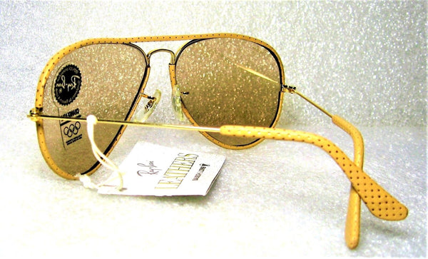 Ray-Ban USA NOS Vintage B&L Aviator Ostrich Leathers L1513 Changeable Sunglasses - Vintage Sunglasses 