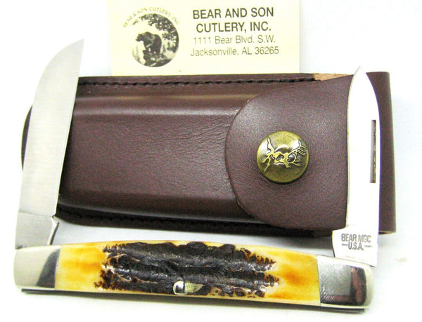 New USA BEAR & SONS MGC 2004 Transition Congress 2Blade Stag Handle Pocket Knife