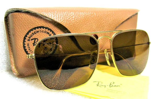 Ray-Ban USA Vintage 70s B&L Aviator Caravan Pilot 58 B-15 Brown *Mint Sunglasses - Vintage Sunglasses 