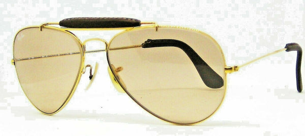 Ray-Ban USA Vintage B&L Aviator Leathers 58mm Brown Photo-Changeable Sunglasses - Vintage Sunglasses 
