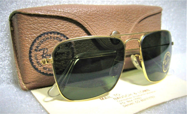 Ray-Ban USA NOS Vintage 1960s B&L Aviator Caravan Pilot 52 New Sunglasses & Case - Vintage Sunglasses 