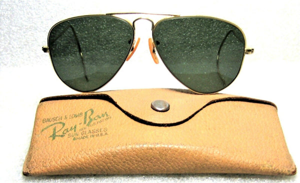 Vintage Ray-Ban USA Rare 1940s B&L Pilot 52 G-15 Aviator 12kGF Sunglasses & Case - Vintage Sunglasses 