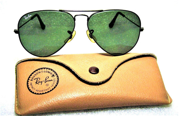 Vintage Ray-Ban USA B&L Aviator Black Chrome 58 G-15 Near Mint Sunglasses & Case - Vintage Sunglasses 