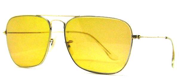 Ray-Ban USA Vintage 70s B&L  Aviator 58[]16 Caravan Ambermatic 12K GF Sunglasses