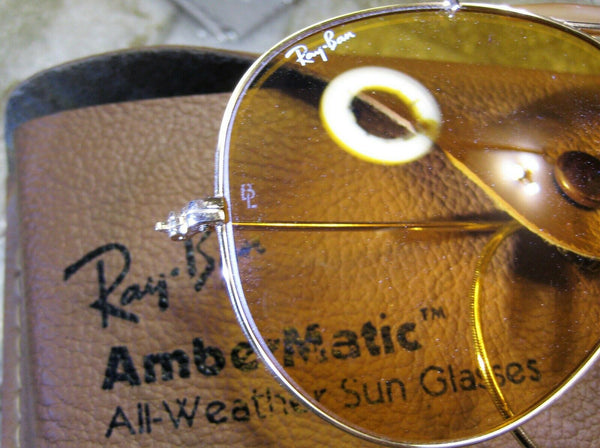 Ray-Ban USA NOS Vintage B&L  Aviator Ambermatic Bullet Shooter New Sunglasses