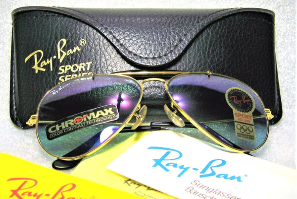 **SOLD**Ray-Ban USA Vintage NOS B&L Aviator ACE-30 Purple Chromax Sport S New Sunglasses - Vintage Sunglasses 