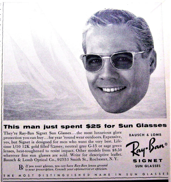 Ray-Ban USA Vintage 1950s B&L *Very Rare "SIGNET" 12k GF *MINT Sunglasses & Case - Vintage Sunglasses 