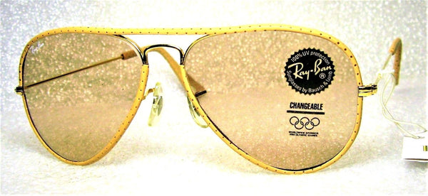 Ray-Ban USA NOS Vintage B&L Aviator Ostrich Leathers L1513 Changeable Sunglasses - Vintage Sunglasses 