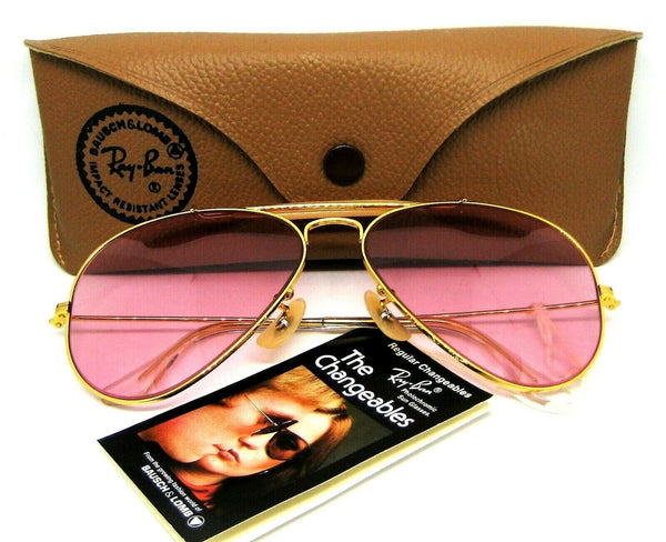 Ray-Ban USA NOS Vintage B&L Aviator Outdoorsman Rose Changeables New Sunglasses