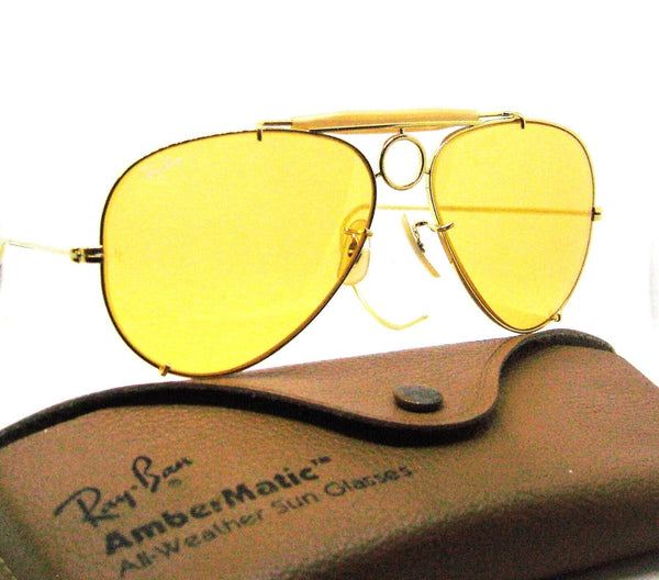 Ray-Ban USA Vintage 1970s B&L NOS Aviator AmbermatIc DLX Shooter New Sunglasses