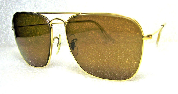 Ray-Ban USA Vintage 70s B&L Aviator Caravan Pilot 58 B-15 Brown *Mint Sunglasses - Vintage Sunglasses 