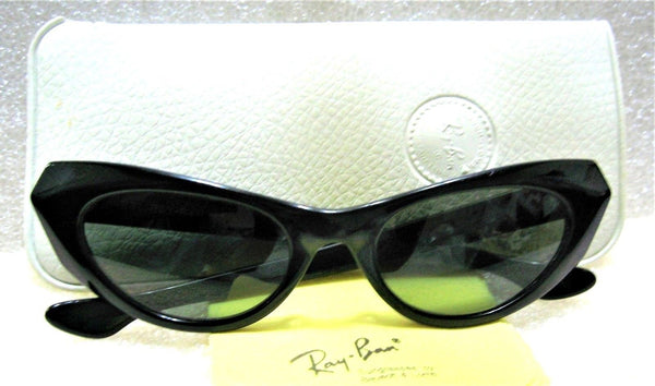 Ray-Ban USA 1950s Vintage B&L Rare Marche' Black Cateye Mint Sunglasses & Case - Vintage Sunglasses 