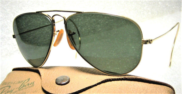 Vintage Ray-Ban USA Rare 1940s B&L Pilot 52 G-15 Aviator 12kGF Sunglasses & Case - Vintage Sunglasses 
