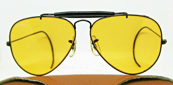 Ray-Ban USA Vintage 1980s B&L Aviator Ambermatic Outdoorsman BkChrome Sunglasses