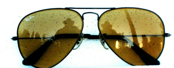 Ray-Ban USA NOS Vintage 1980s B&L Aviator Ambermatic Black Chrome New Sunglasses