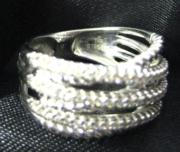 Ring 0.6ctw Diamond 14k White Gold Layered Criss Crossing Wide Band Gabriel & Co