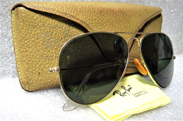 Vintage Ray-Ban USA Rare 1950s B&L Pilot 58 G-15 Aviator 12kGF Sunglasses & Case - Vintage Sunglasses 
