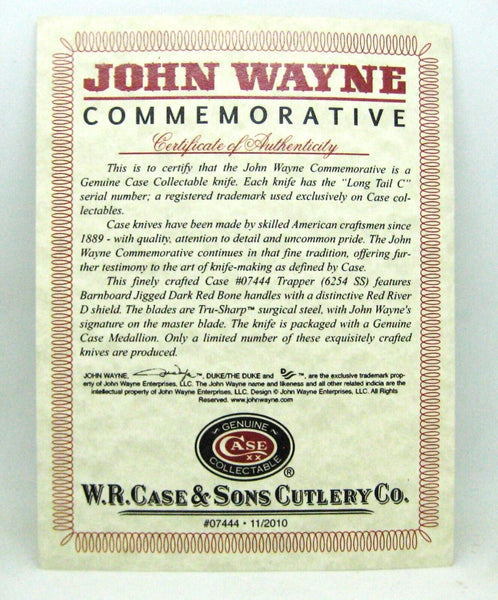 John Wayne Knife Case USA folding 07444 Barnboard Jigged Dark Red Bone Trapper