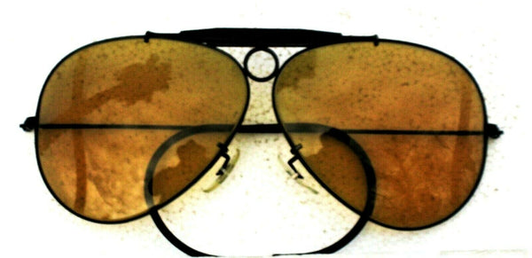 Ray-Ban USA Vintage 1970s B&L Aviator Ambermatic Shooter Black Chrome Sunglasses - Vintage Sunglasses 